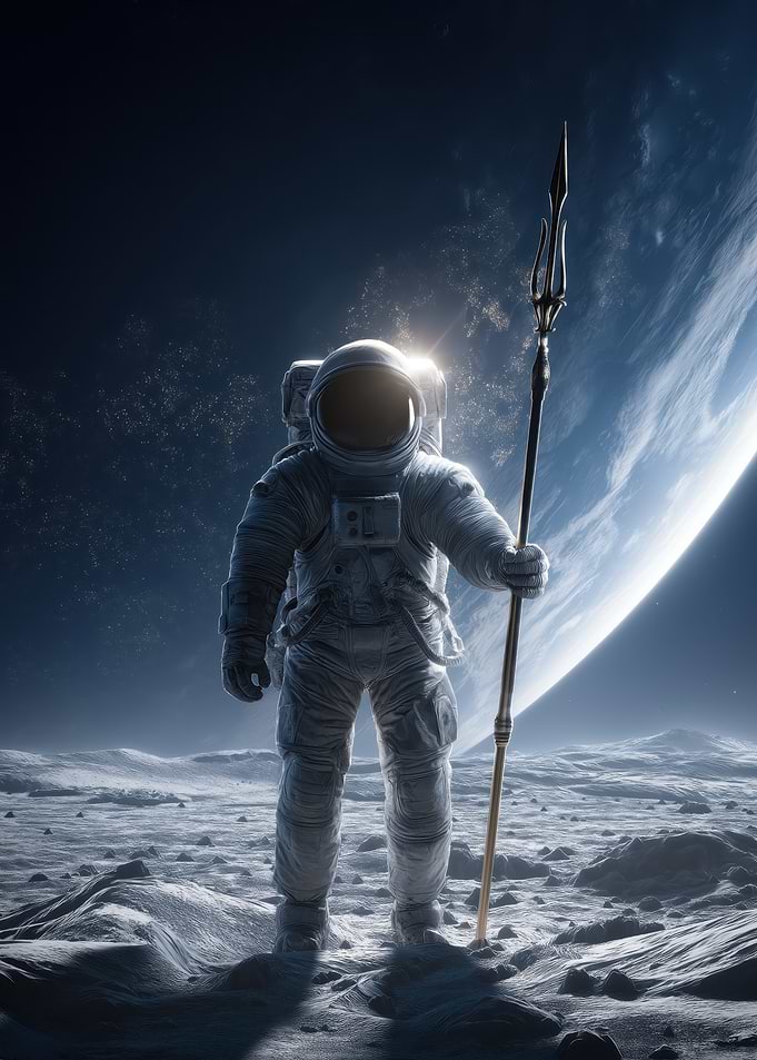 Astronaut on the Moon with Trident