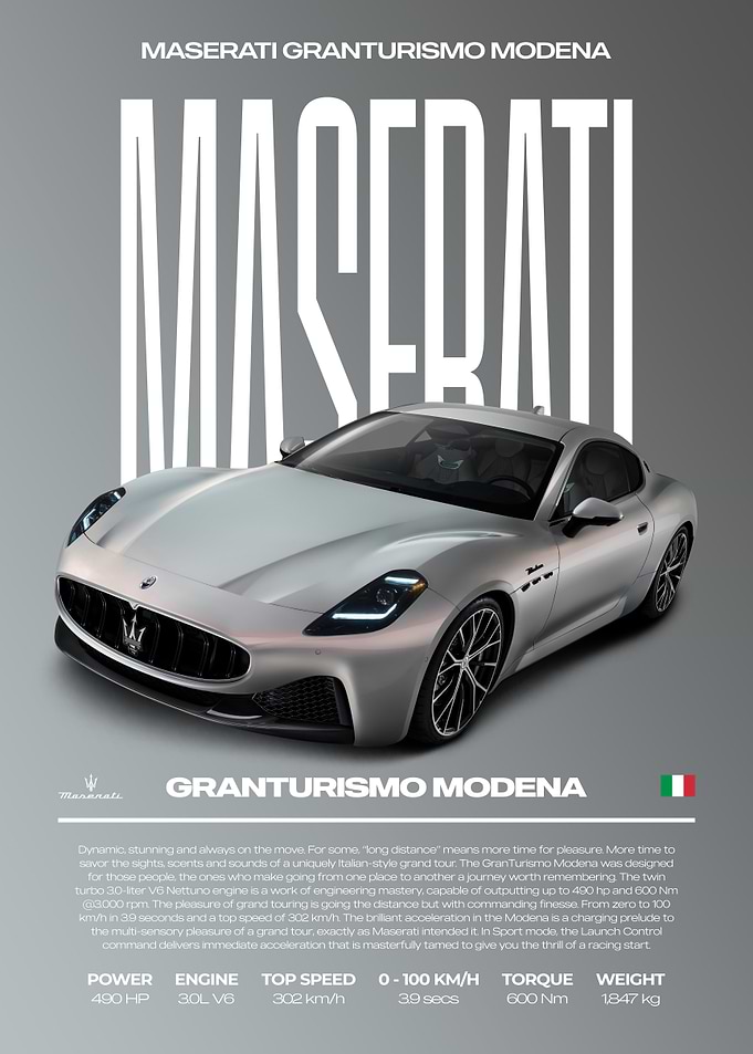 Maserati Granturismo Modena Car Poster