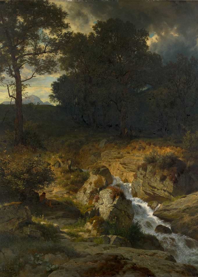 Mountain Stream with Dramatic Sky