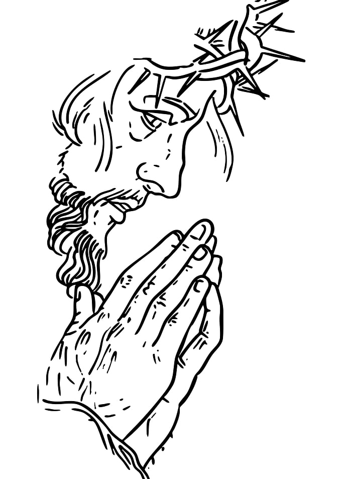 Jesus Praying with Crown of Thorns