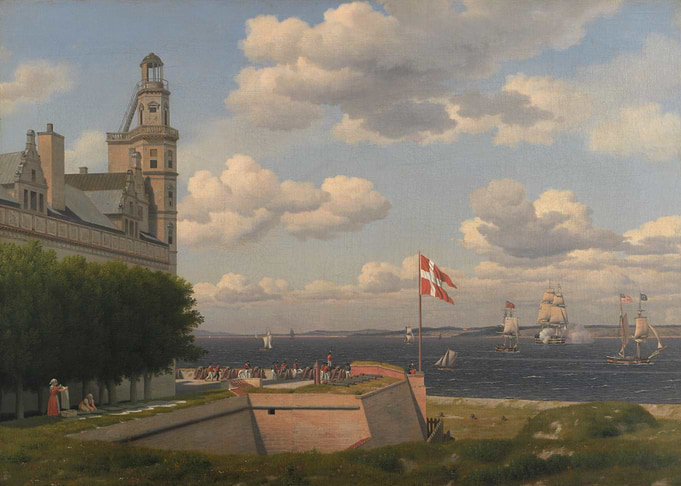 Naval Battle Scene with Castle