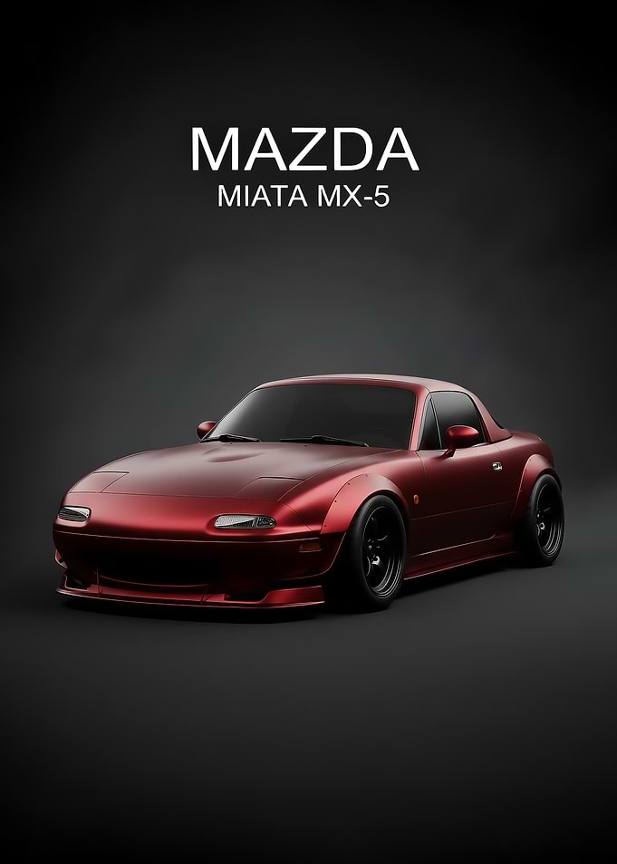 red Mazda Miata MX-5 sport car poster