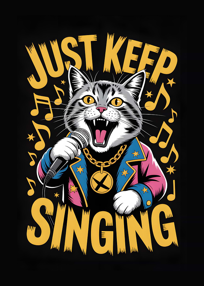 Singing Cat with Microphone