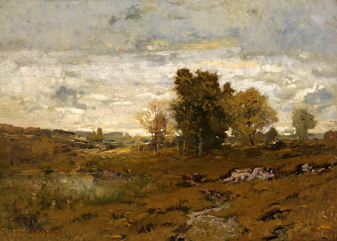 Autumn Landscape with Pond and Trees