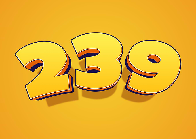 Yellow 3D Numbers 239