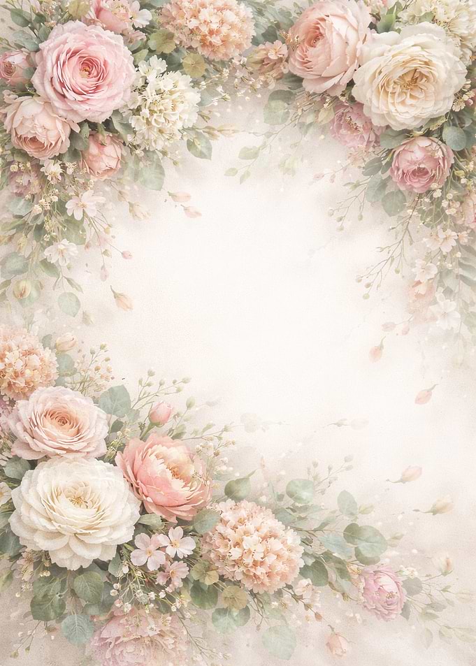 Soft Pink and Cream Floral Border