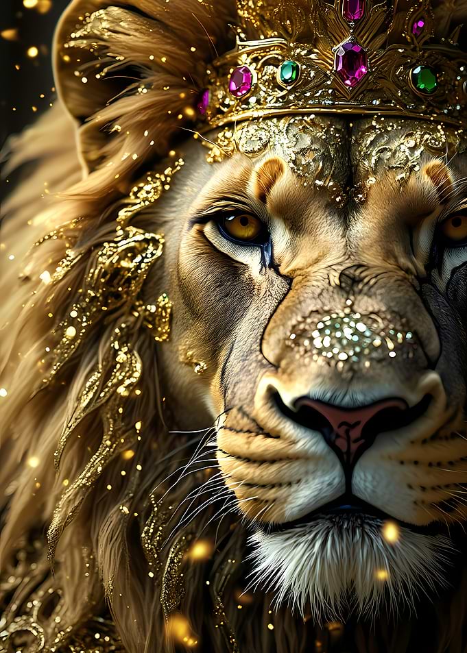 Majestic Lion King with Crown