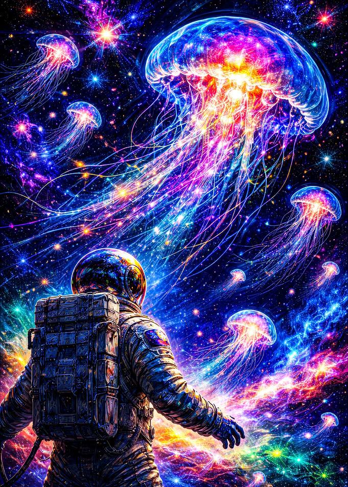 Astronaut and Cosmic Jellyfish