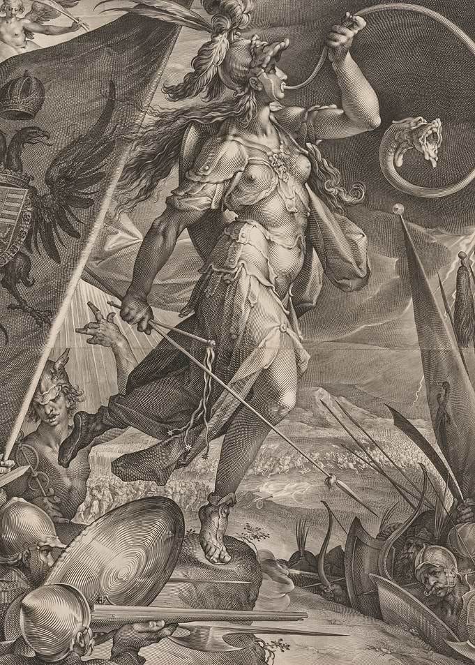 Warrior Woman with Serpent and Soldiers