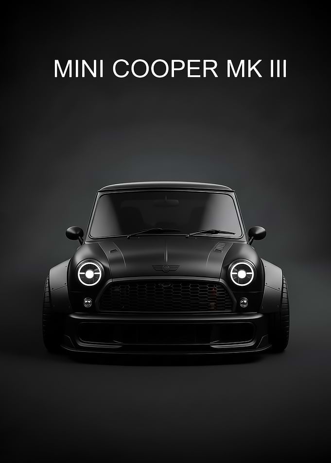 Matte Black Mini Cooper MK III sport poster