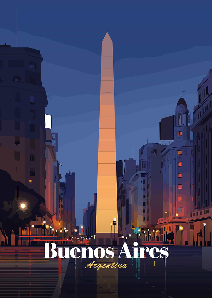 Buenos Aires Obelisk at Night