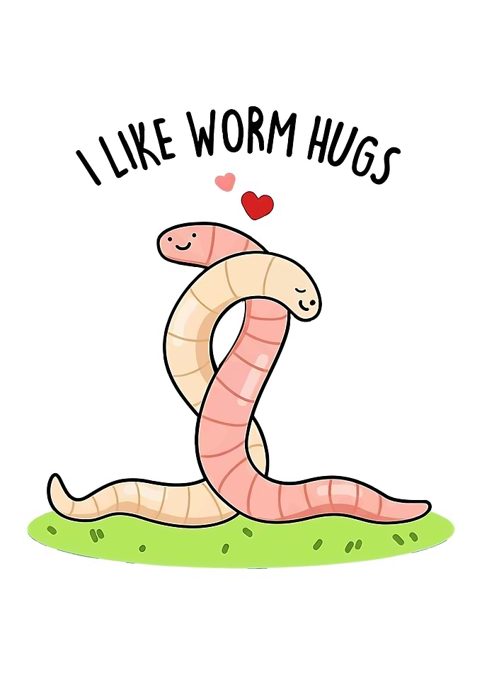 Cute Worms Hugging with Text