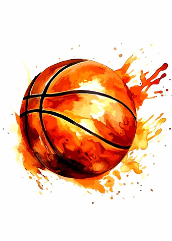 Basketball with Fiery Splatter