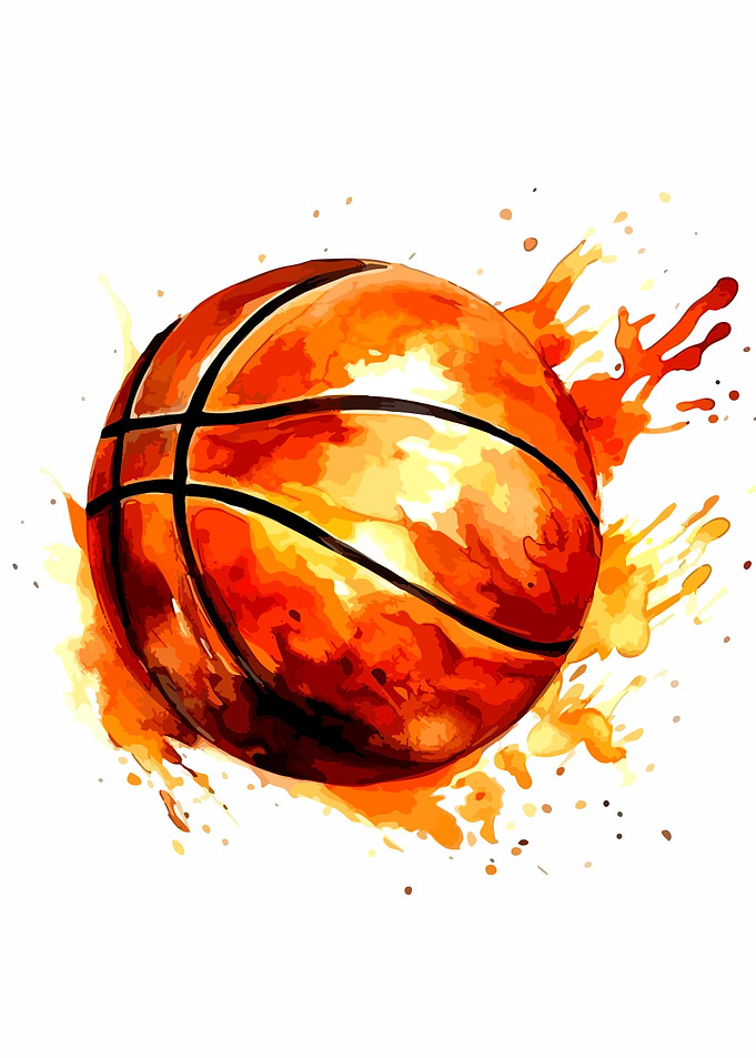 Basketball with Fiery Splatter
