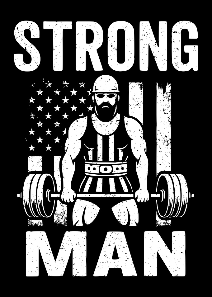 Strong Man Weightlifting American Flag