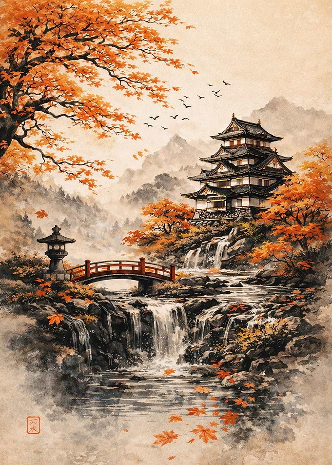 Japanese Castle in Autumn
