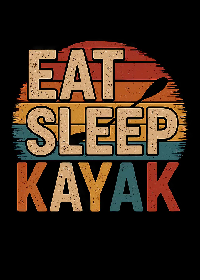 Eat Sleep Kayak Retro Sunset