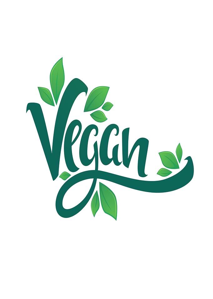 Vegan text with leaves