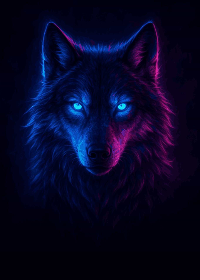 Neon Wolf Portrait
