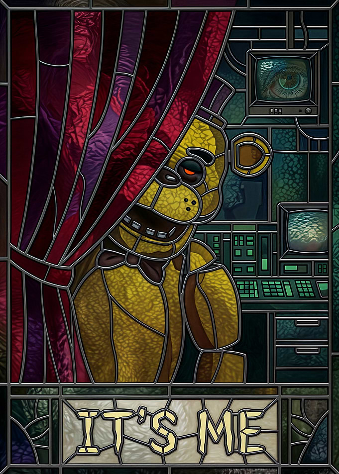 Golden Freddy 'It's Me' Stained Glass