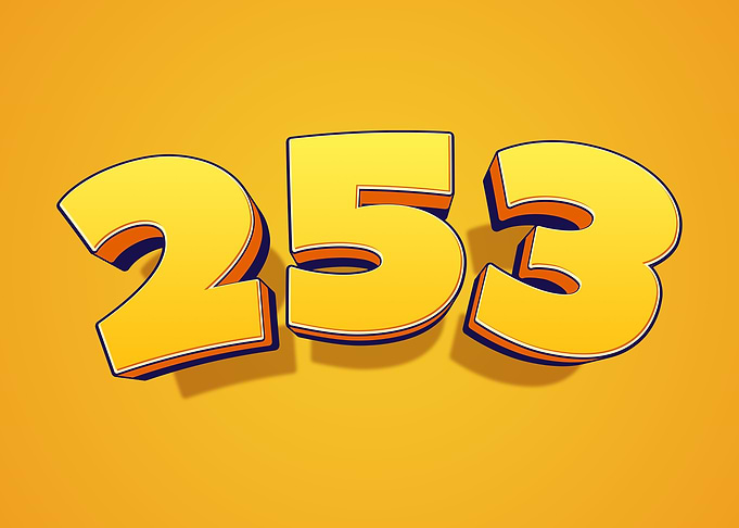 3D Yellow Numbers 253