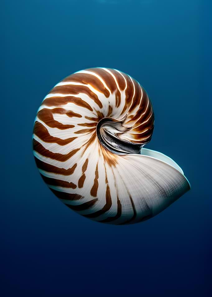 Nautilus Shell in Blue Water