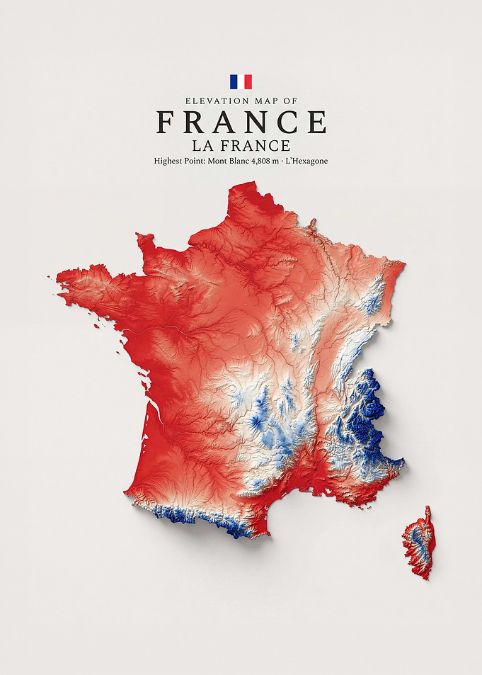 Elevation Map of France
