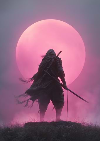 Ninja Warrior Under Pink Sun
