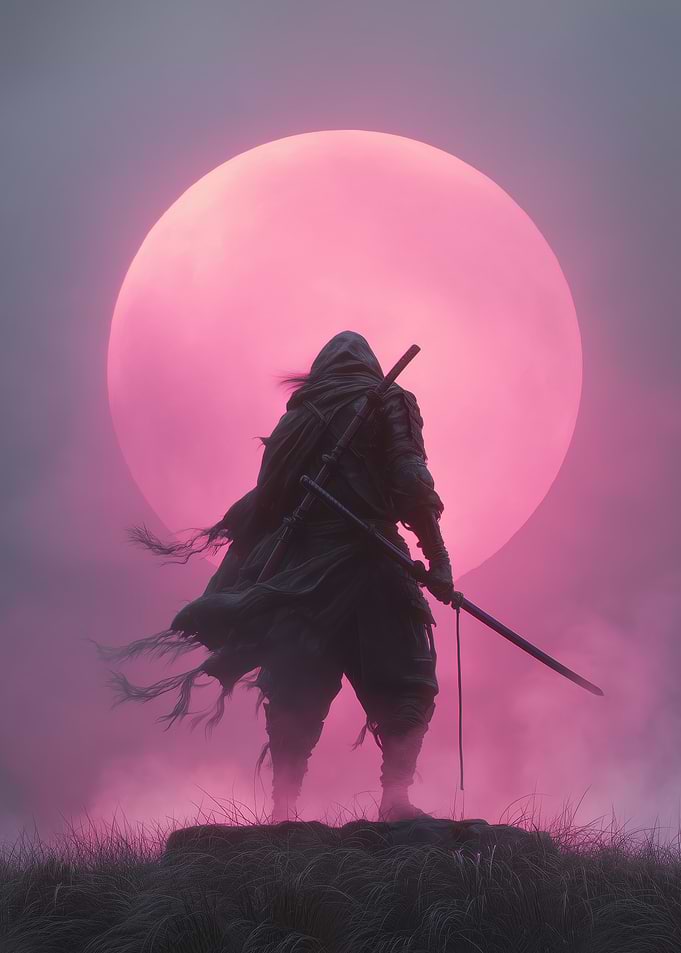 Ninja Warrior Under Pink Sun