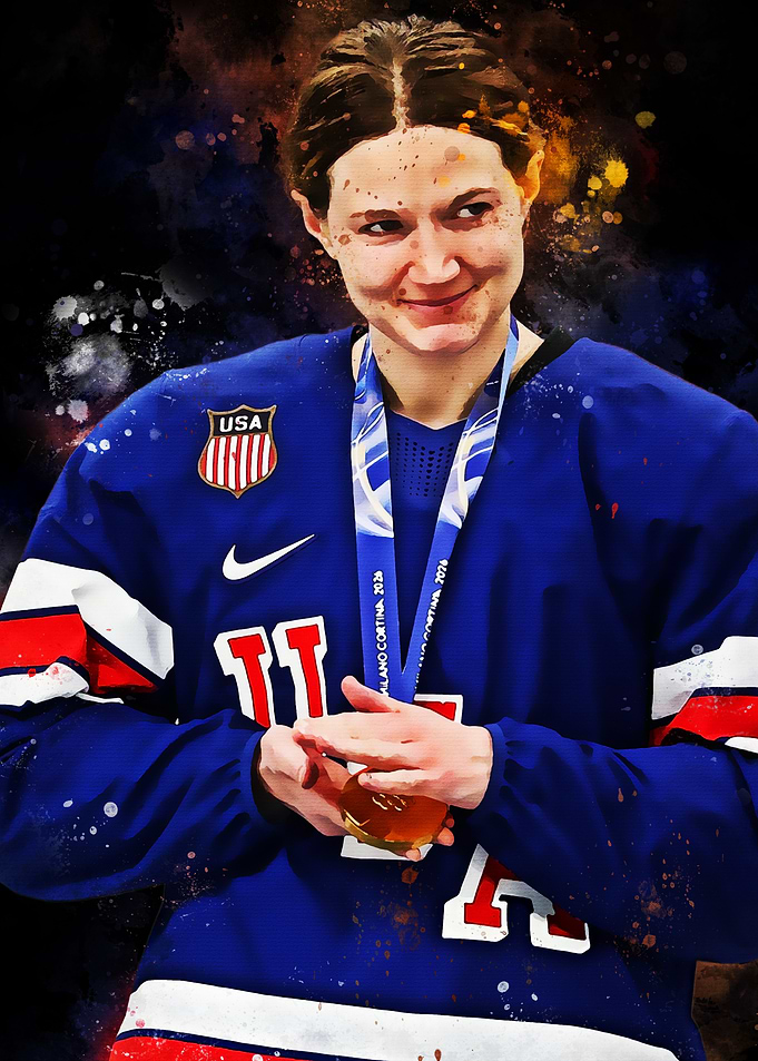 Lee Stecklein Hockey Player with Gold Medal