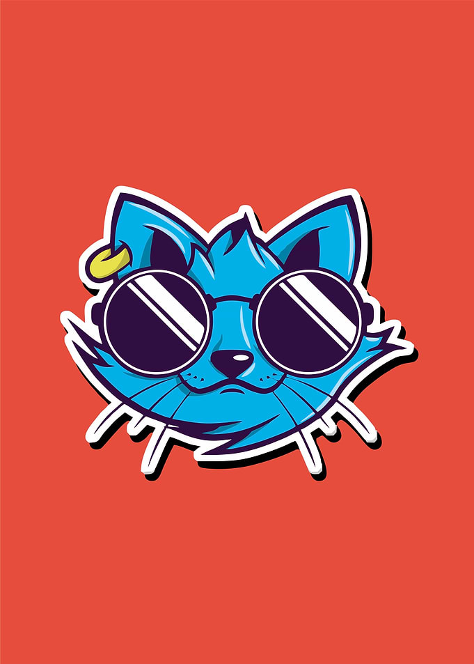 Cool Blue Cat with Sunglasses