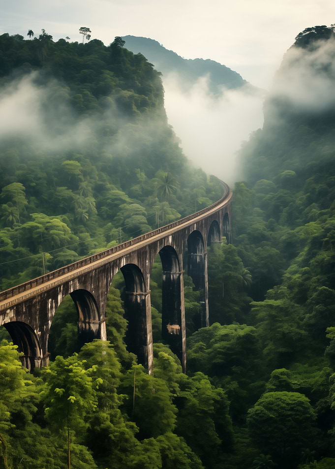 Vintage bridge over the jungle