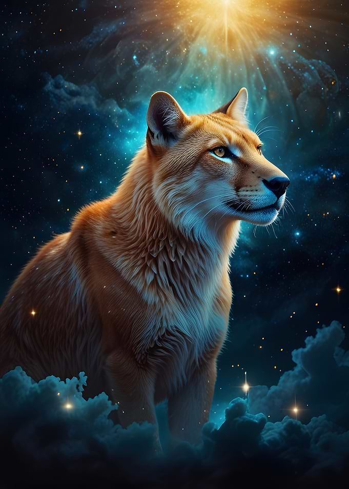 Cosmic Wolf in Nebula