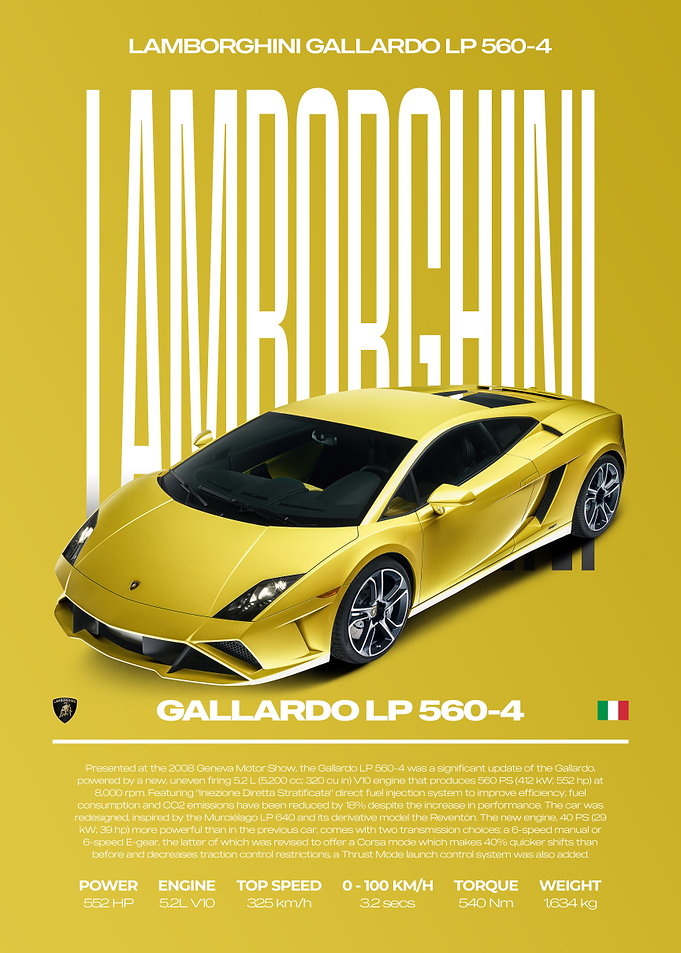 Lamborghini Gallardo LP 560-4 Car Poster