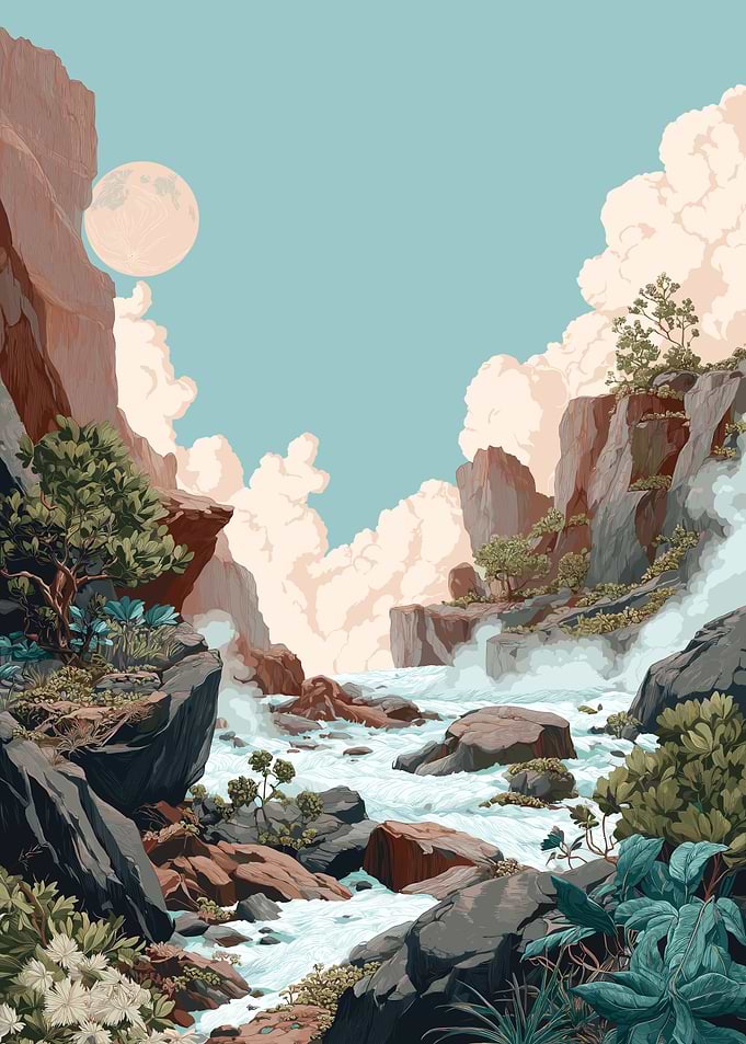Serene Mountain River Landscape
