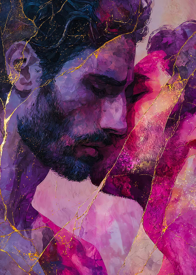 Purple Male Couple Kintsugi Art