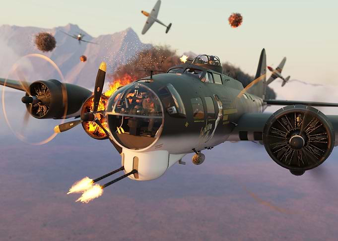WWII Bomber in Combat