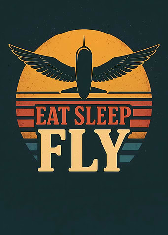Eat Sleep Fly Retro Plane Sunset