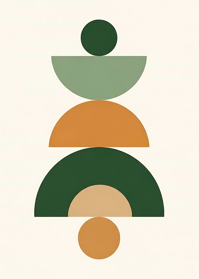 Retro Boho Geometric Abstract Poster | Mid Century Modern Wall Art | Minimalist Shapes Print