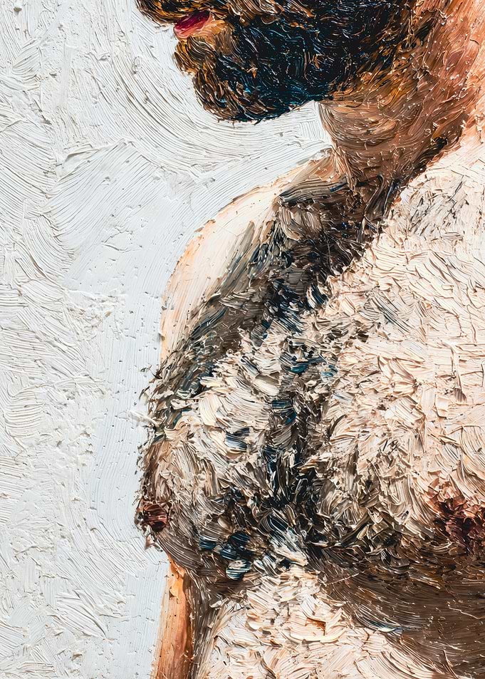 Textured Bearded Man Impasto Painting