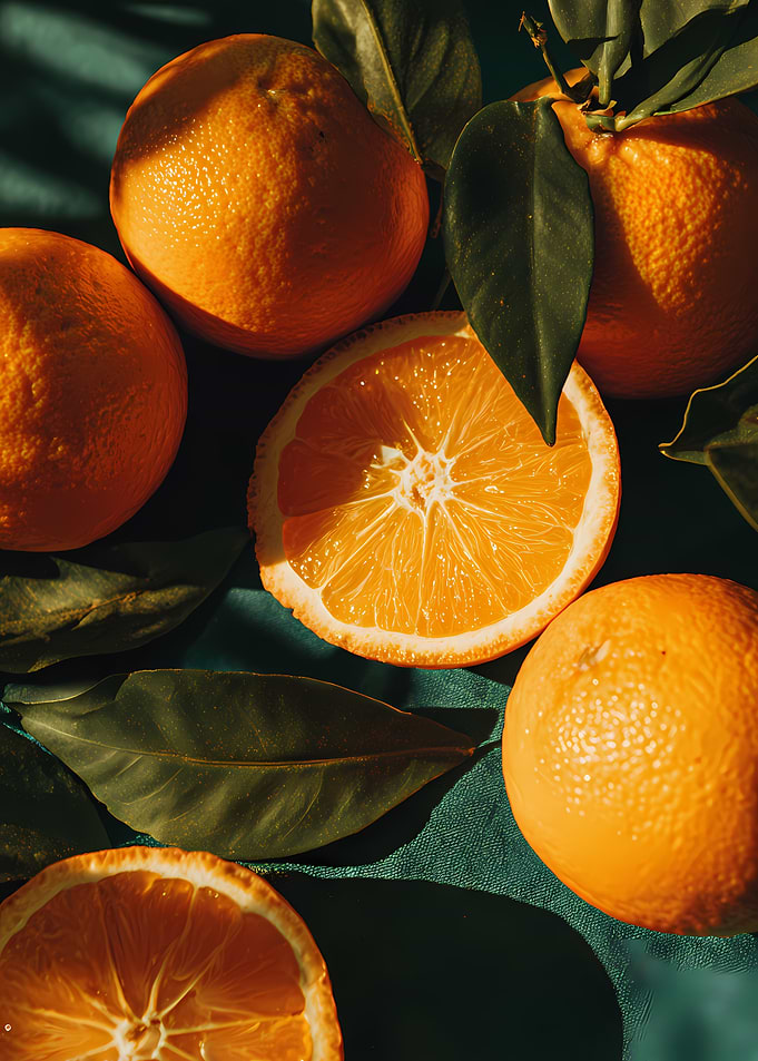 Fresh Oranges and Leaves