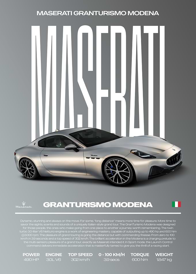 Maserati Granturismo Modena Car Poster