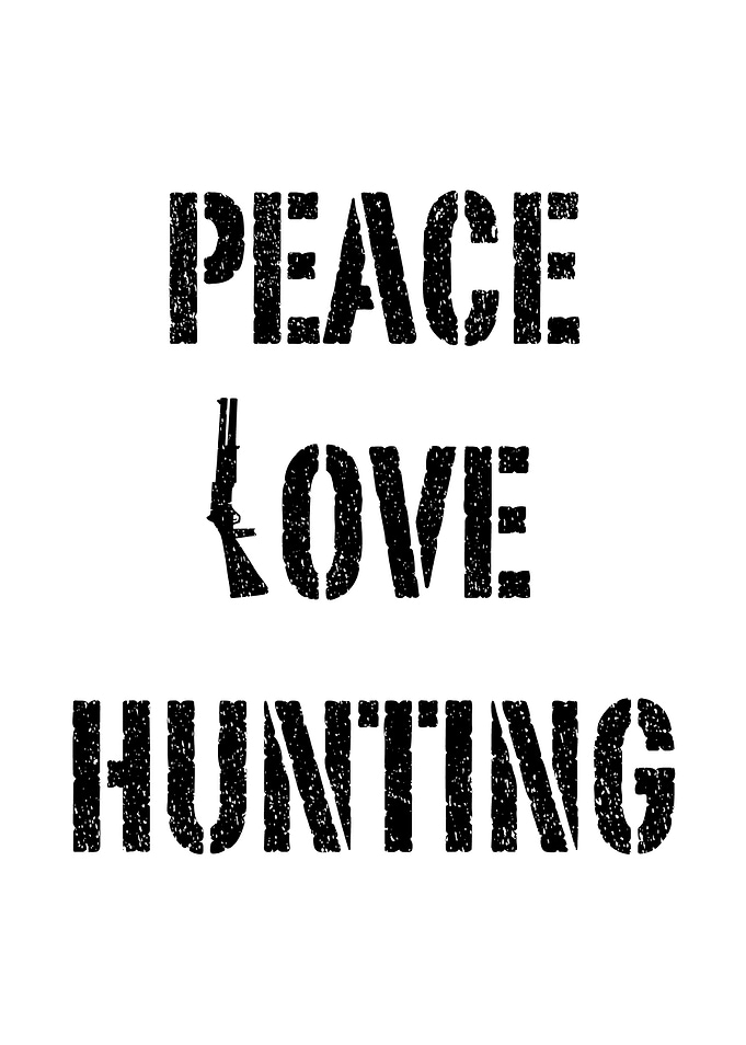 Rustic cabin wall art - 'Peace Love Hunting' funny hunter lodge decor