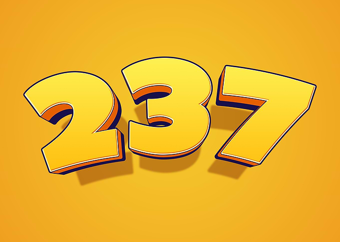 Number 237 in Yellow and Orange