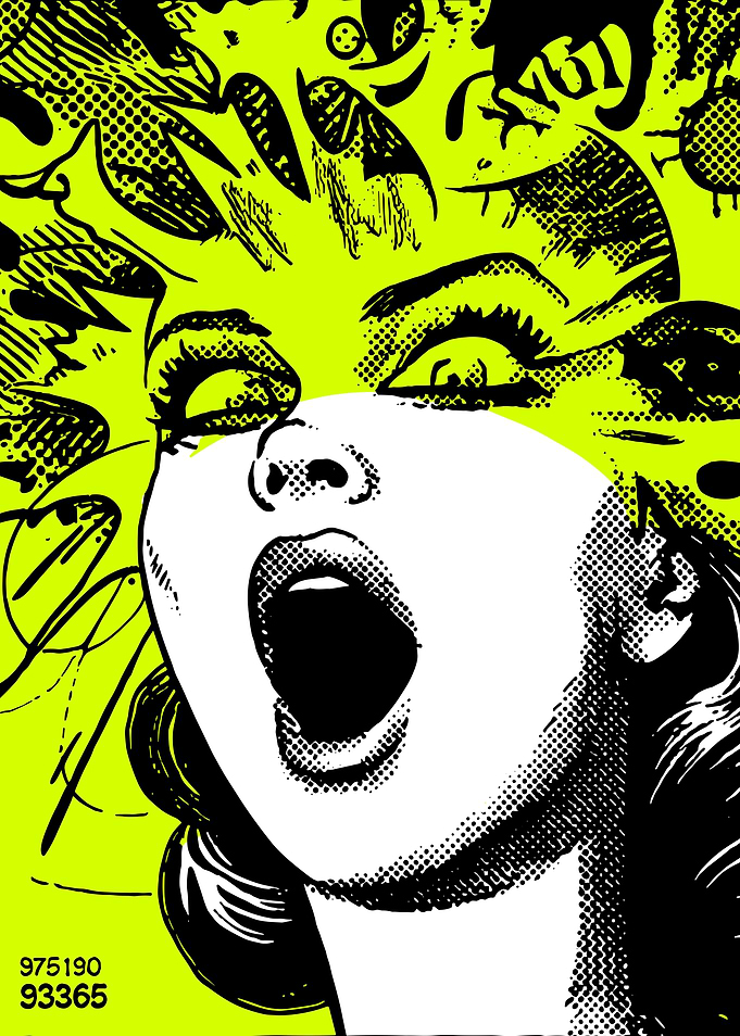 Screaming Woman in Pop Art Style