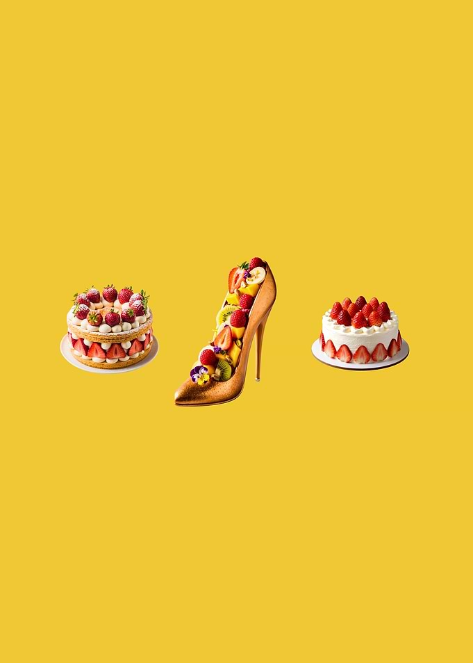 Desserts on a yellow background