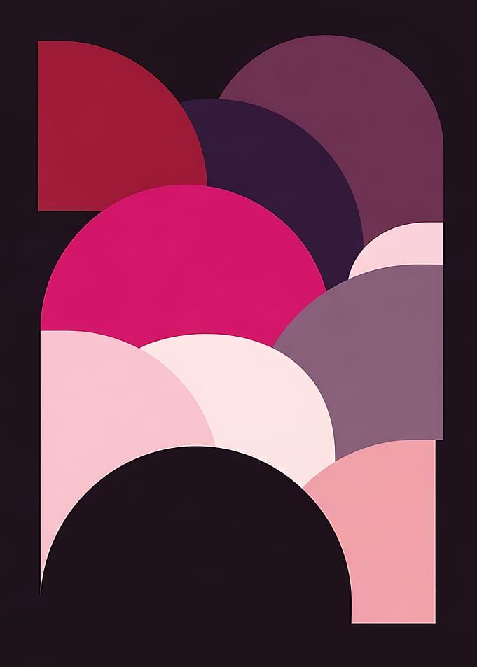 Retro Geometric Abstract Poster | Dark Boho Pink Purple Wall Art | Mid Century Modern Print