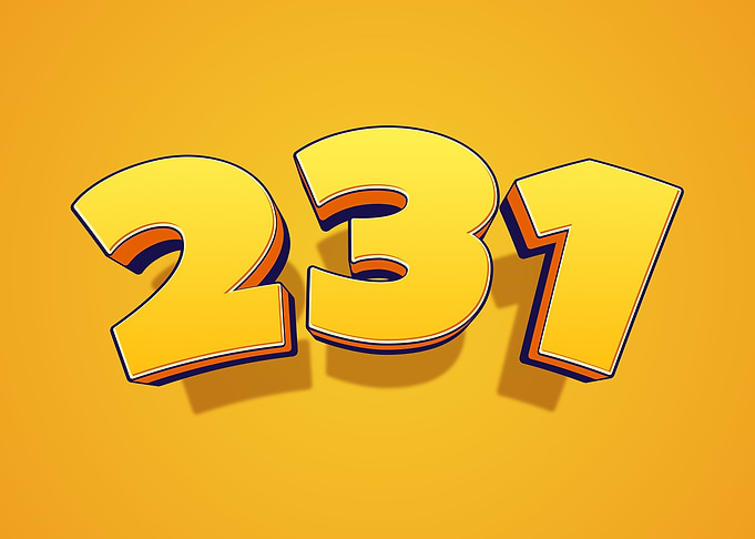 3D Yellow Numbers 237