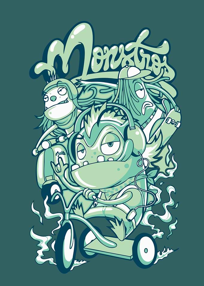 Monstros Cartoon Characters on Vehicles