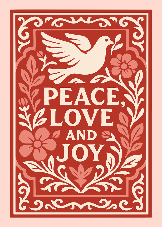 Peace Love Joy Dove Floral Art